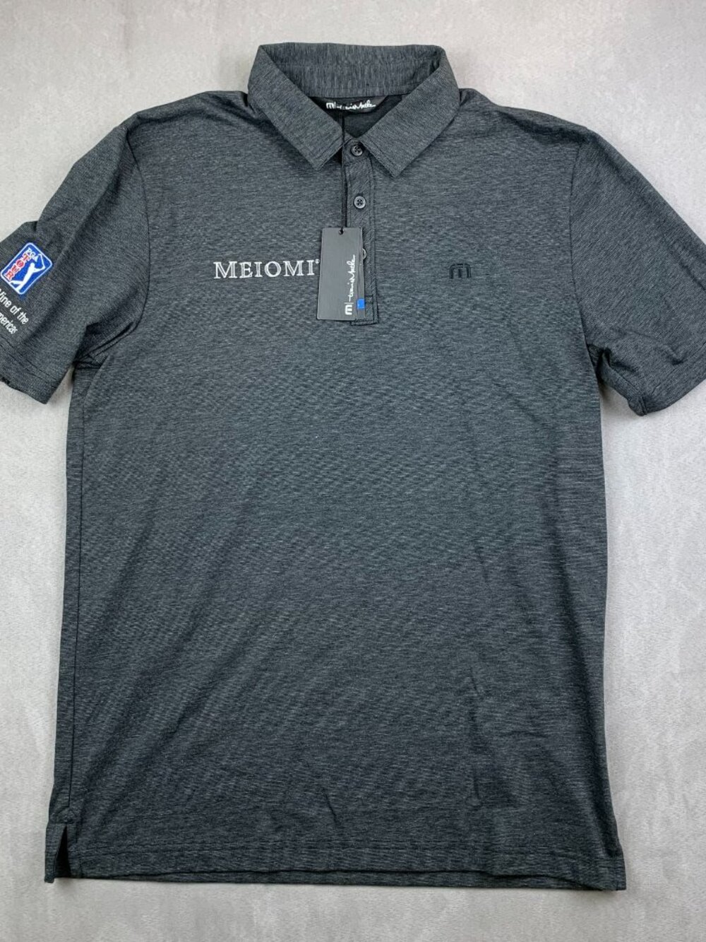 Travis Mathew Men Shirt Medium Gray Heather Zinna Polo Meiomi Wine PGA Tour Golf